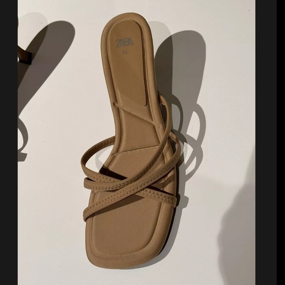 Zara Tan Neoprene Heel Sandals Size 41 - Picture 5 of 9